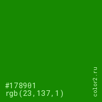 цвет #178901 rgb(23, 137, 1) цвет