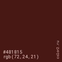 цвет #481815 rgb(72, 24, 21) цвет