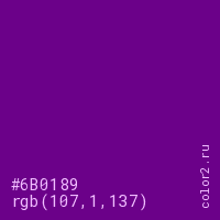 цвет #6B0189 rgb(107, 1, 137) цвет