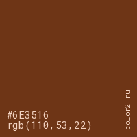 цвет #6E3516 rgb(110, 53, 22) цвет