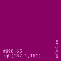 цвет #890165 rgb(137, 1, 101) цвет