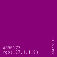 цвет #890177 rgb(137, 1, 119) цвет
