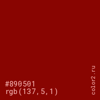 цвет #890501 rgb(137, 5, 1) цвет