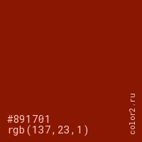 цвет #891701 rgb(137, 23, 1) цвет