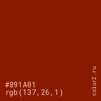 цвет #891A01 rgb(137, 26, 1) цвет