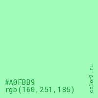 цвет #A0FBB9 rgb(160, 251, 185) цвет