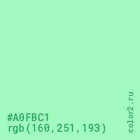 цвет #A0FBC1 rgb(160, 251, 193) цвет