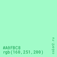 цвет #A0FBC8 rgb(160, 251, 200) цвет