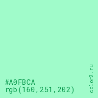 цвет #A0FBCA rgb(160, 251, 202) цвет