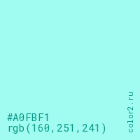 цвет #A0FBF1 rgb(160, 251, 241) цвет