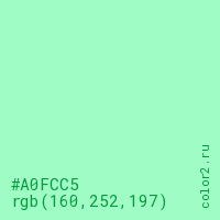 цвет #A0FCC5 rgb(160, 252, 197) цвет