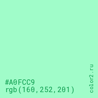 цвет #A0FCC9 rgb(160, 252, 201) цвет
