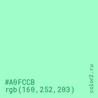 цвет #A0FCCB rgb(160, 252, 203) цвет