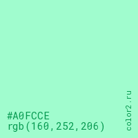цвет #A0FCCE rgb(160, 252, 206) цвет