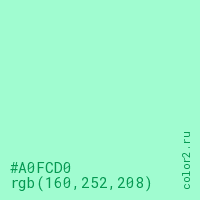 цвет #A0FCD0 rgb(160, 252, 208) цвет