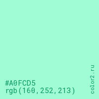цвет #A0FCD5 rgb(160, 252, 213) цвет