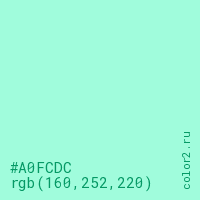 цвет #A0FCDC rgb(160, 252, 220) цвет