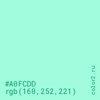 цвет #A0FCDD rgb(160, 252, 221) цвет
