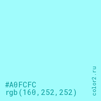 цвет #A0FCFC rgb(160, 252, 252) цвет