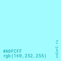 цвет #A0FCFF rgb(160, 252, 255) цвет