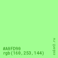 цвет #A0FD90 rgb(160, 253, 144) цвет