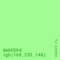 цвет #A0FD94 rgb(160, 253, 148) цвет
