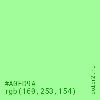 цвет #A0FD9A rgb(160, 253, 154) цвет