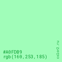 цвет #A0FDB9 rgb(160, 253, 185) цвет