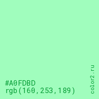 цвет #A0FDBD rgb(160, 253, 189) цвет