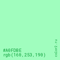 цвет #A0FDBE rgb(160, 253, 190) цвет