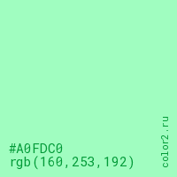 цвет #A0FDC0 rgb(160, 253, 192) цвет
