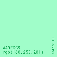 цвет #A0FDC9 rgb(160, 253, 201) цвет