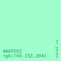 цвет #A0FDCC rgb(160, 253, 204) цвет