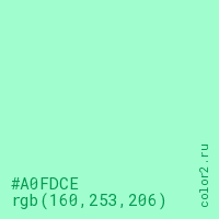 цвет #A0FDCE rgb(160, 253, 206) цвет