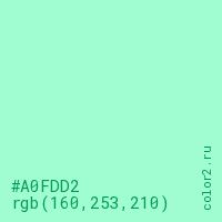 цвет #A0FDD2 rgb(160, 253, 210) цвет