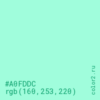 цвет #A0FDDC rgb(160, 253, 220) цвет