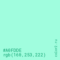 цвет #A0FDDE rgb(160, 253, 222) цвет
