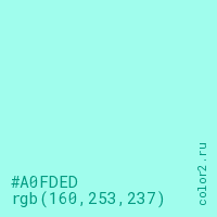 цвет #A0FDED rgb(160, 253, 237) цвет