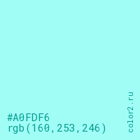 цвет #A0FDF6 rgb(160, 253, 246) цвет