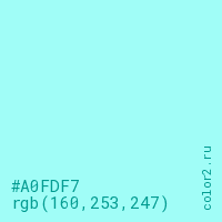 цвет #A0FDF7 rgb(160, 253, 247) цвет