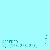 цвет #A0FDFD rgb(160, 253, 253) цвет