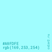 цвет #A0FDFE rgb(160, 253, 254) цвет