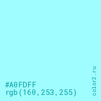 цвет #A0FDFF rgb(160, 253, 255) цвет
