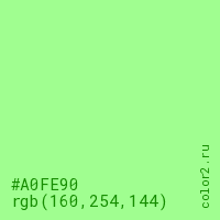 цвет #A0FE90 rgb(160, 254, 144) цвет