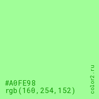 цвет #A0FE98 rgb(160, 254, 152) цвет