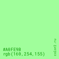 цвет #A0FE9B rgb(160, 254, 155) цвет