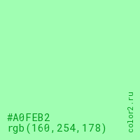 цвет #A0FEB2 rgb(160, 254, 178) цвет