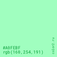 цвет #A0FEBF rgb(160, 254, 191) цвет