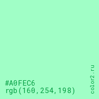 цвет #A0FEC6 rgb(160, 254, 198) цвет