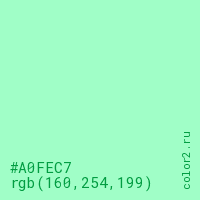 цвет #A0FEC7 rgb(160, 254, 199) цвет